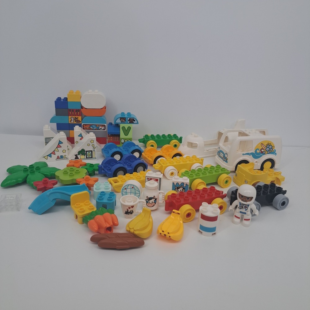 LEGO Duplo Mixed Lot Vehicles Figure Food Blocks Animals Educational Play Space